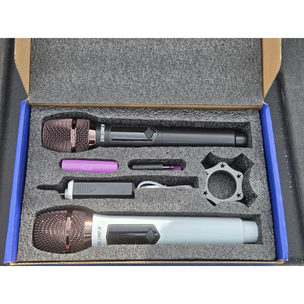 Talomen Wireless Microphone Set Dual Mic Karaoke System New Open Box